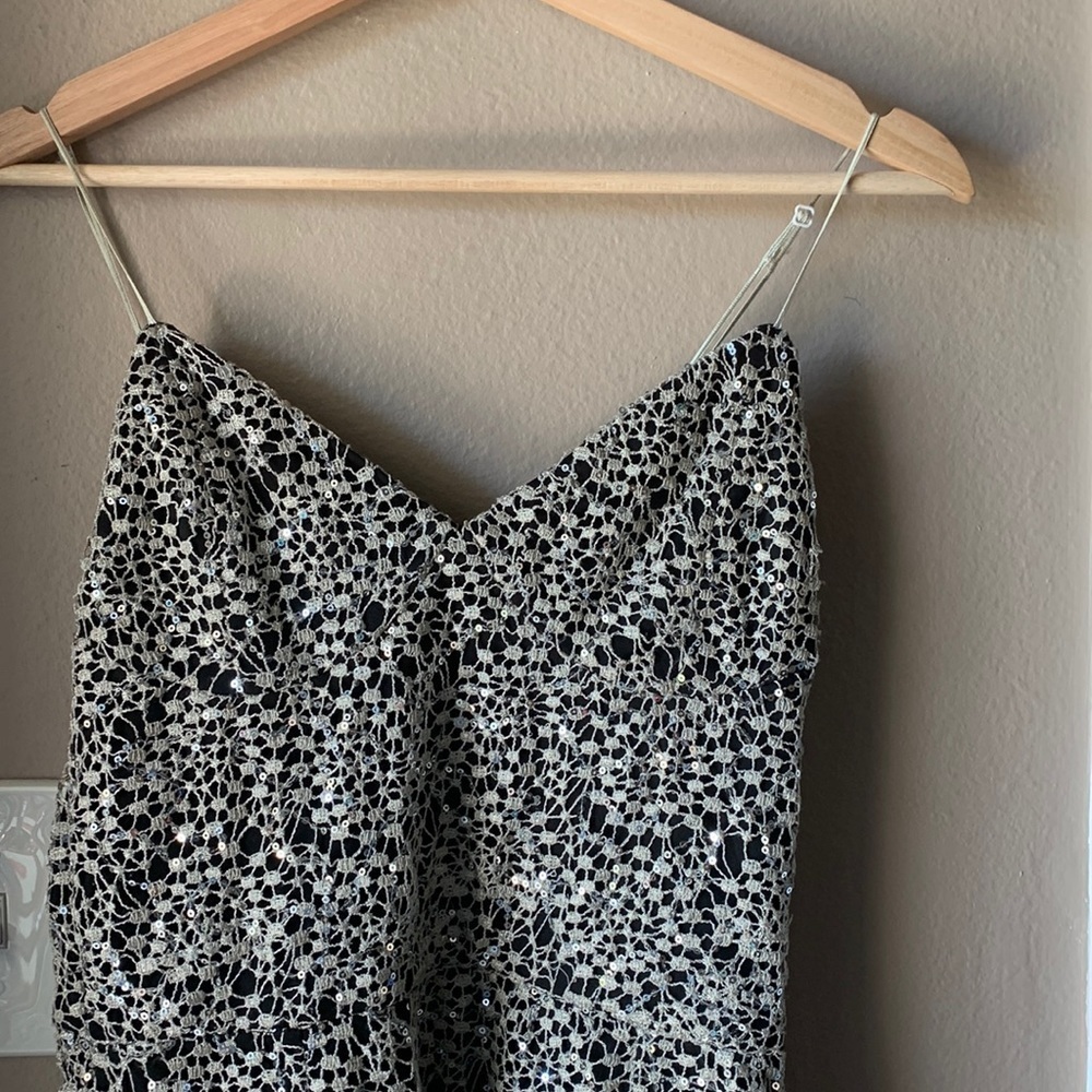 GIANNI BINI Silver Sequin Mini Dress